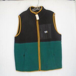 Aeropostale Mens Fleece Vest Jamaica Flag Colors Size L Black/Gold/Green
